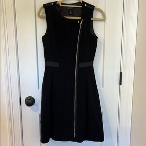 White House Black Market Black Midi Dress with Zipper Detail